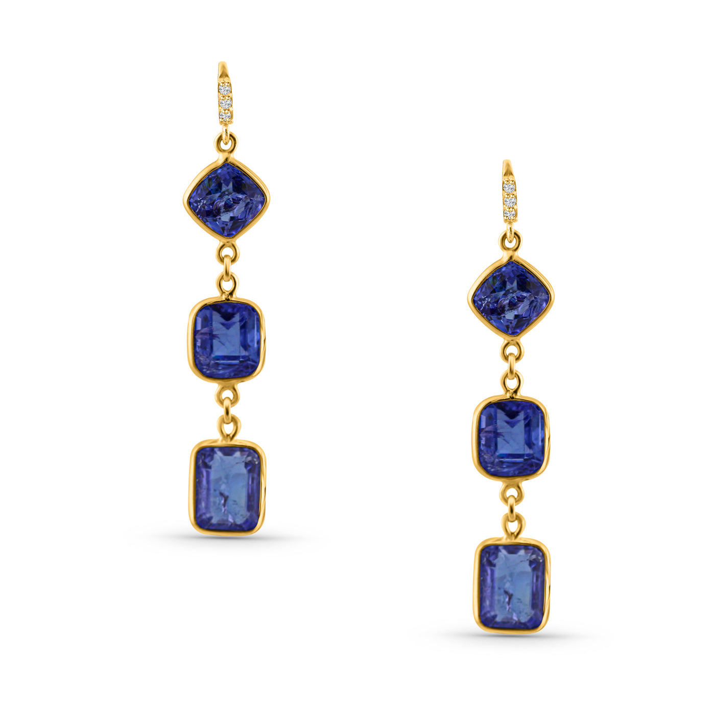 Tanzanite & Diamond Earring In 18K Yellow Gold