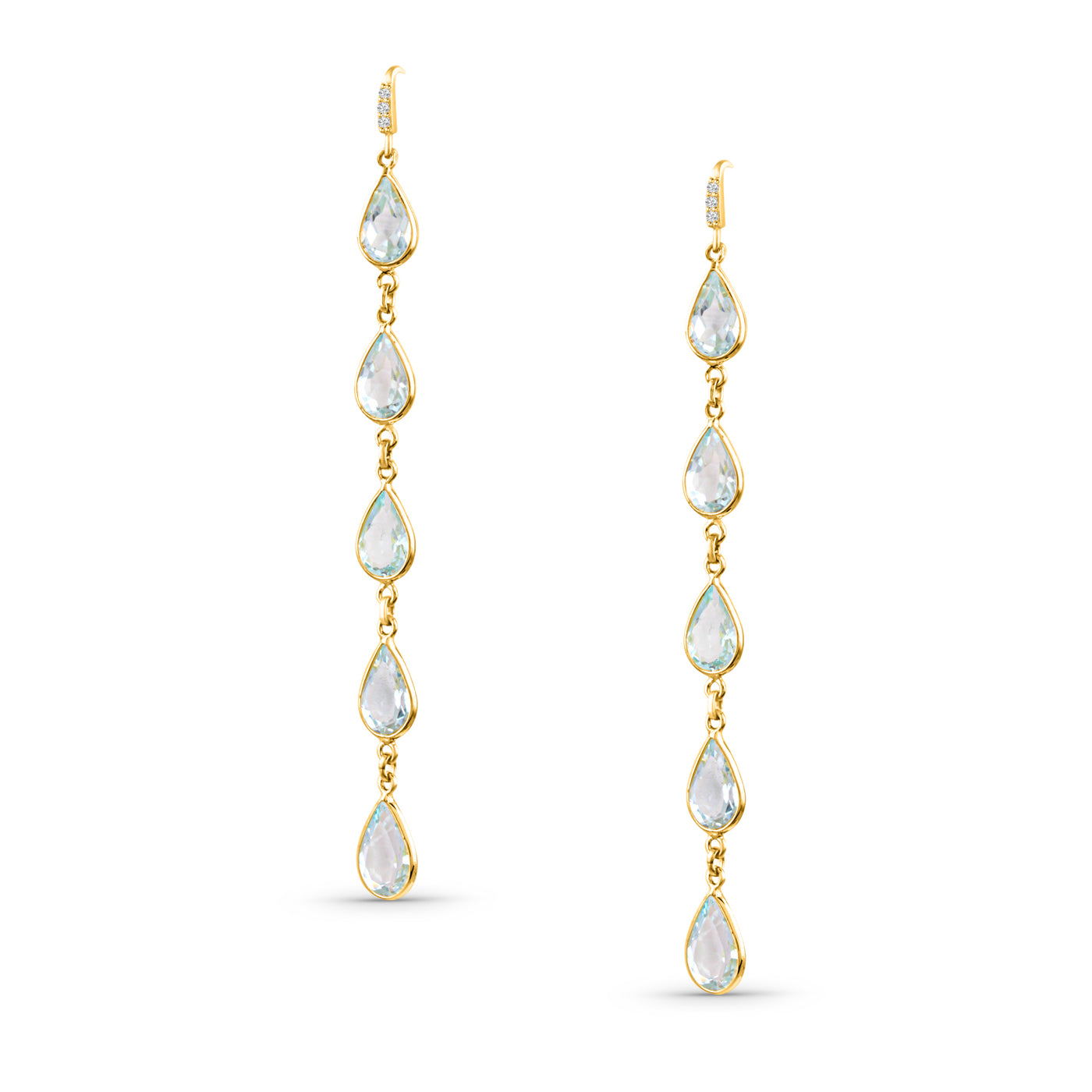 Aquamarine Pear Shape Earring In 18K Yellow Gold