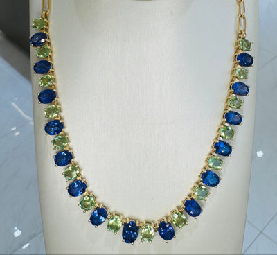 18K Gold Tanzanite & Tsavorite Necklace – Designer Fine Jewelry by Tresor Collection