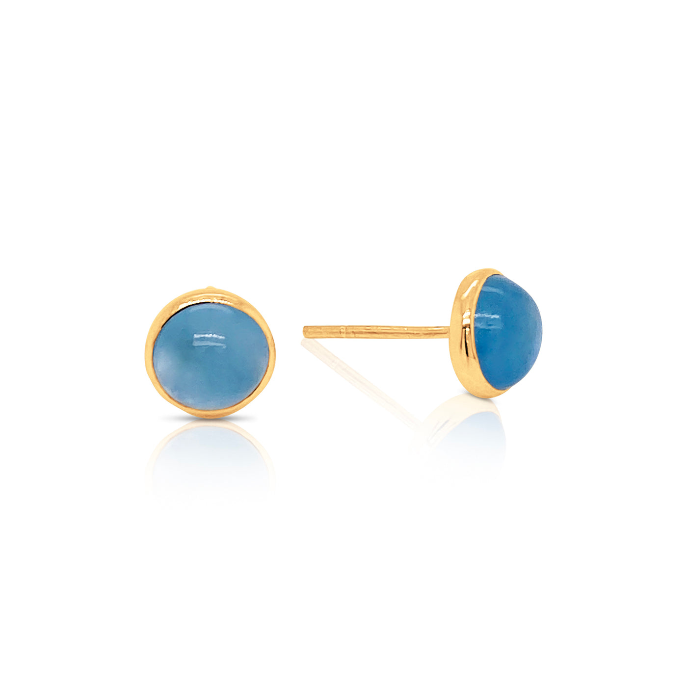 Gemstone Round Stud Earring In 18K Yellow Gold