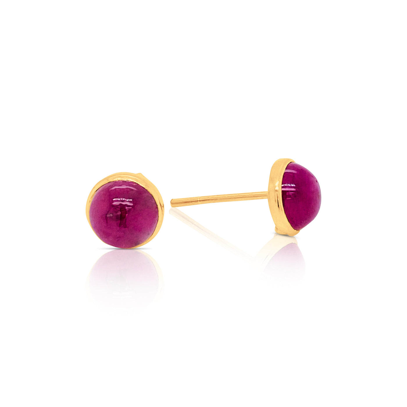 Gemstone Round Stud Earring In 18K Yellow Gold