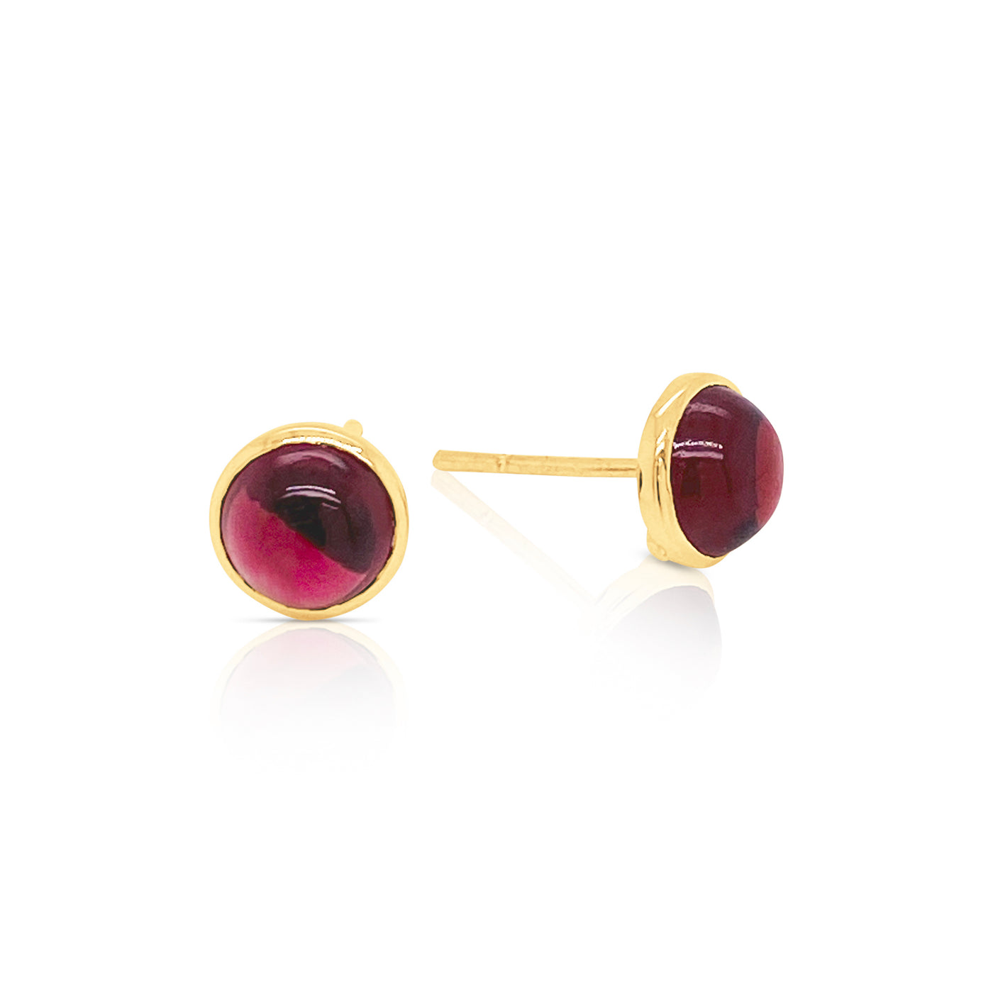 Gemstone Round Stud Earring In 18K Yellow Gold