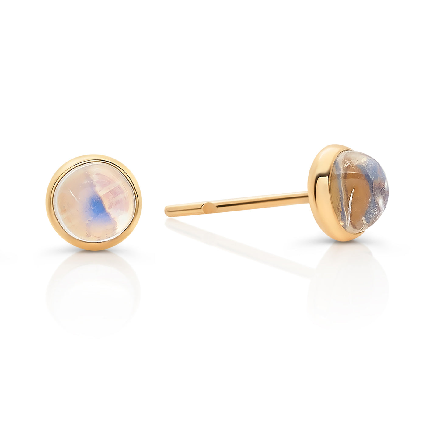 Gemstone Round Stud Earring In 18K Yellow Gold