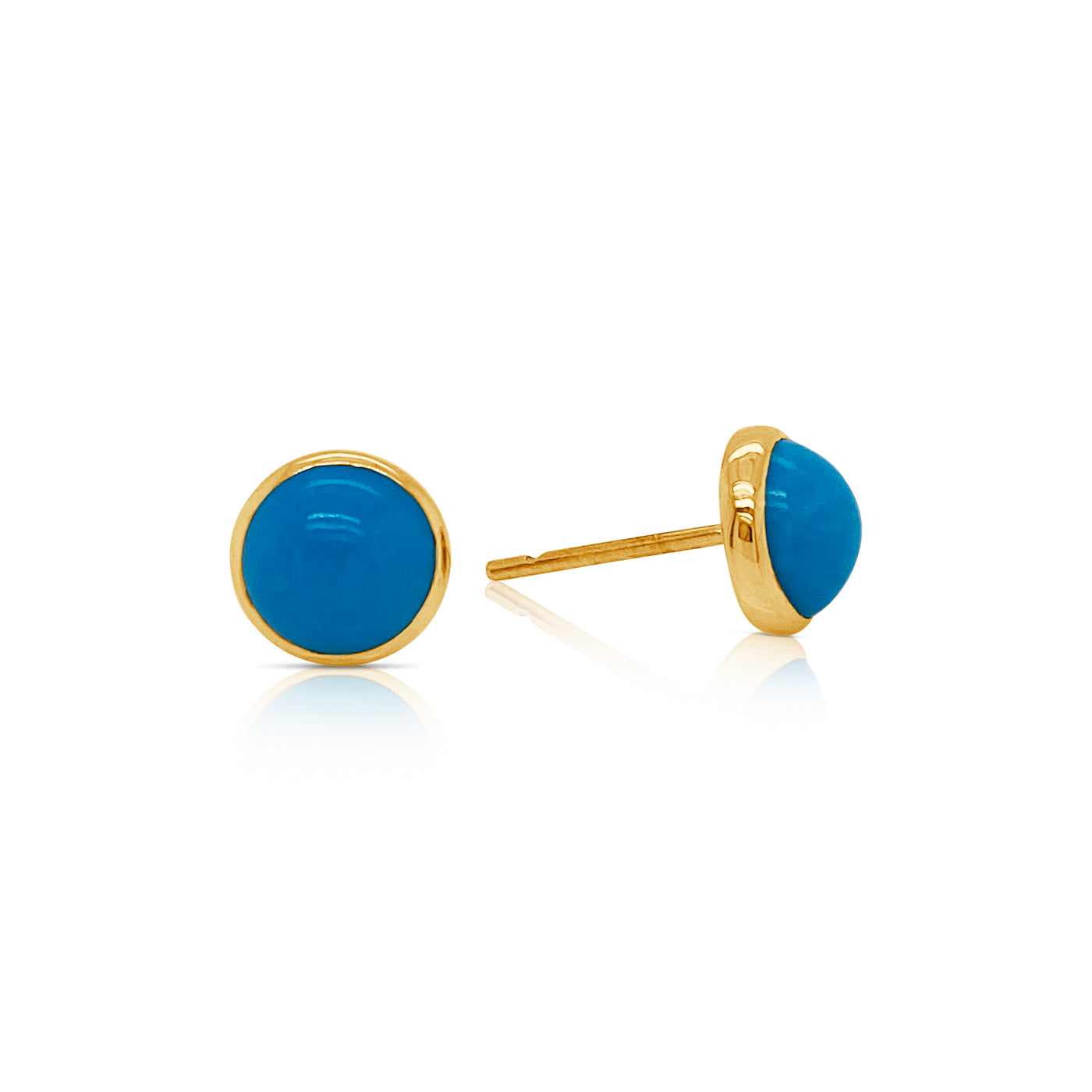 Gemstone Round Stud Earring In 18K Yellow Gold