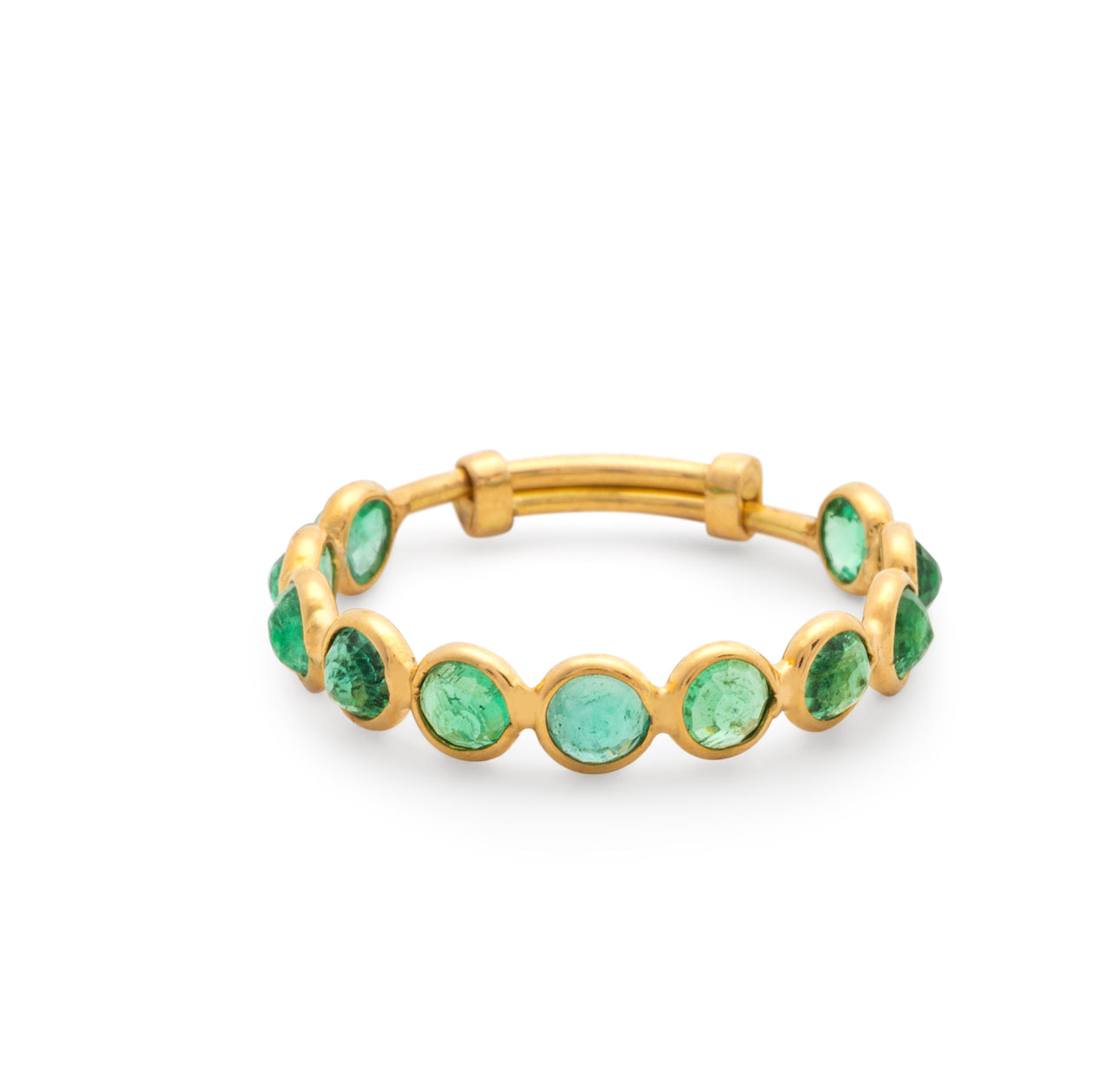 18K Gold Emerald Ring with adjustable shank  – Mosaico Collection