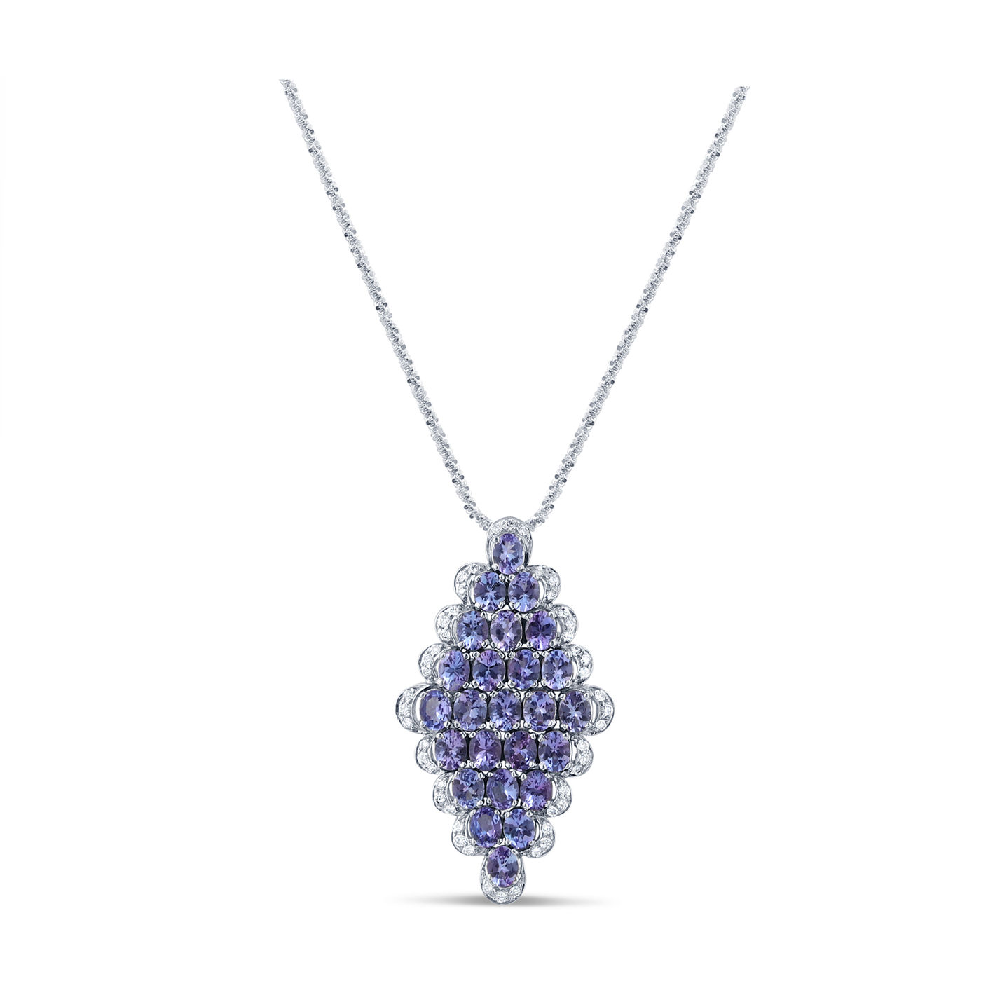 Tanzanite And Diamond Necklace In 18K White Gold