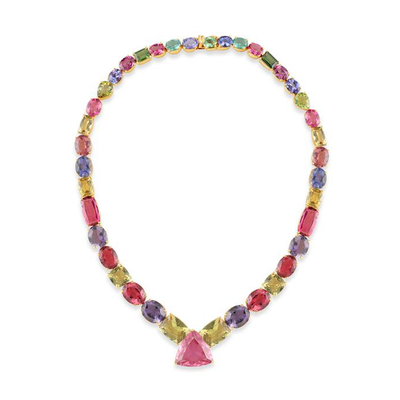 18K Gold Multicolor Tourmaline Necklace – handcrafted fine jewelry by Tresor Collection