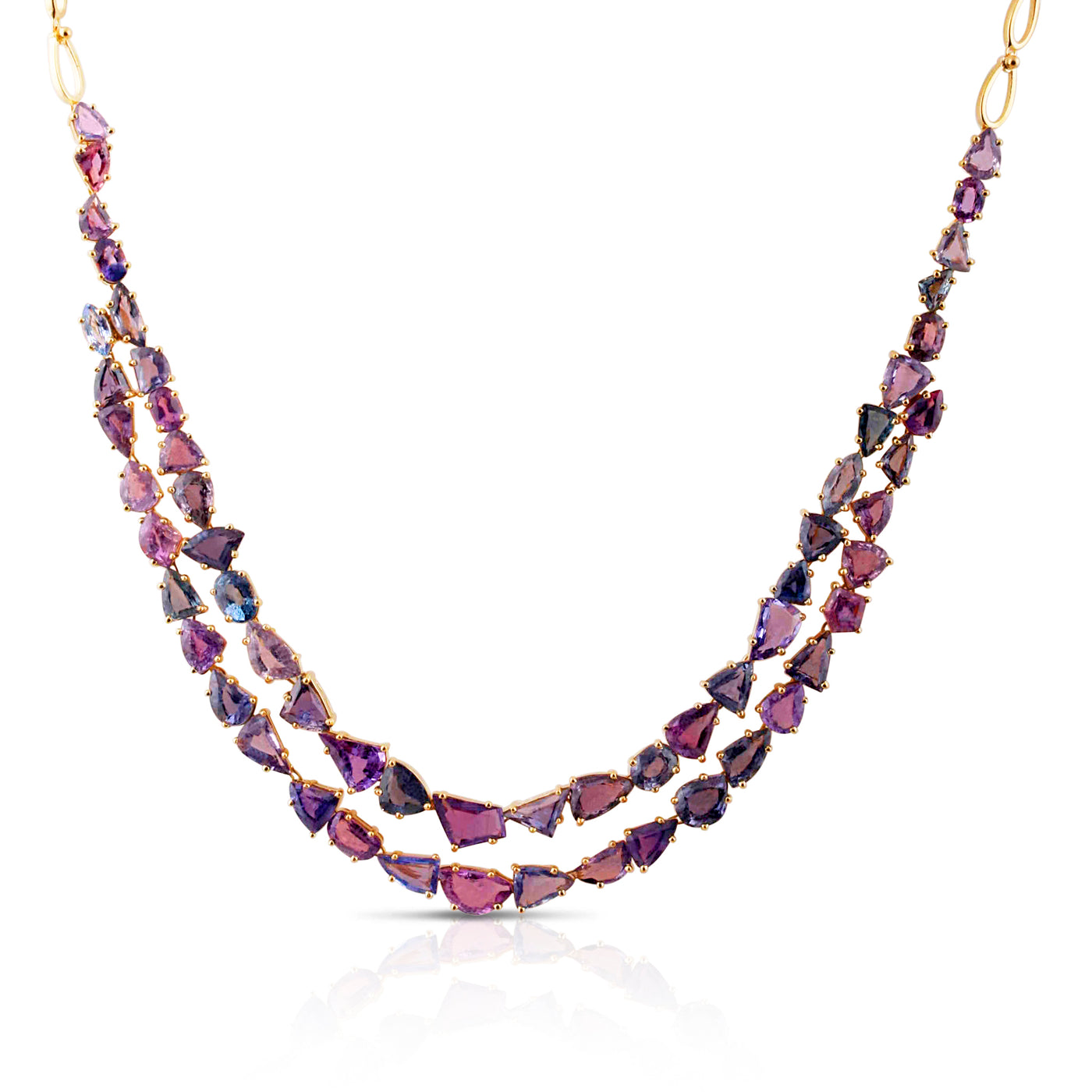 18K Yellow Gold Multicolor Sapphire Necklace – Tresor Dazzle Collection
