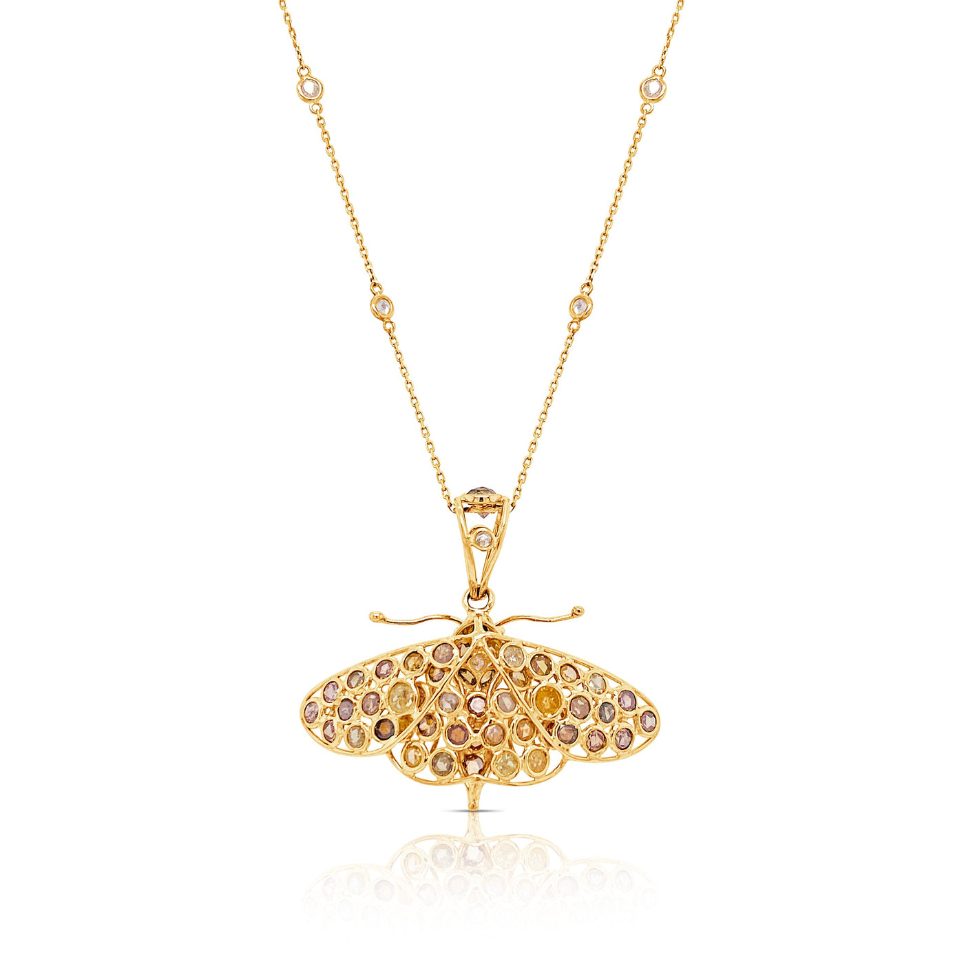 18K Yellow Gold Champagne Diamond Butterfly Pendant by Tresor Collection