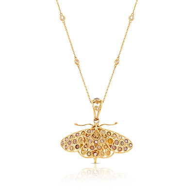 18K Yellow Gold Champagne Diamond Butterfly Pendant by Tresor Collection