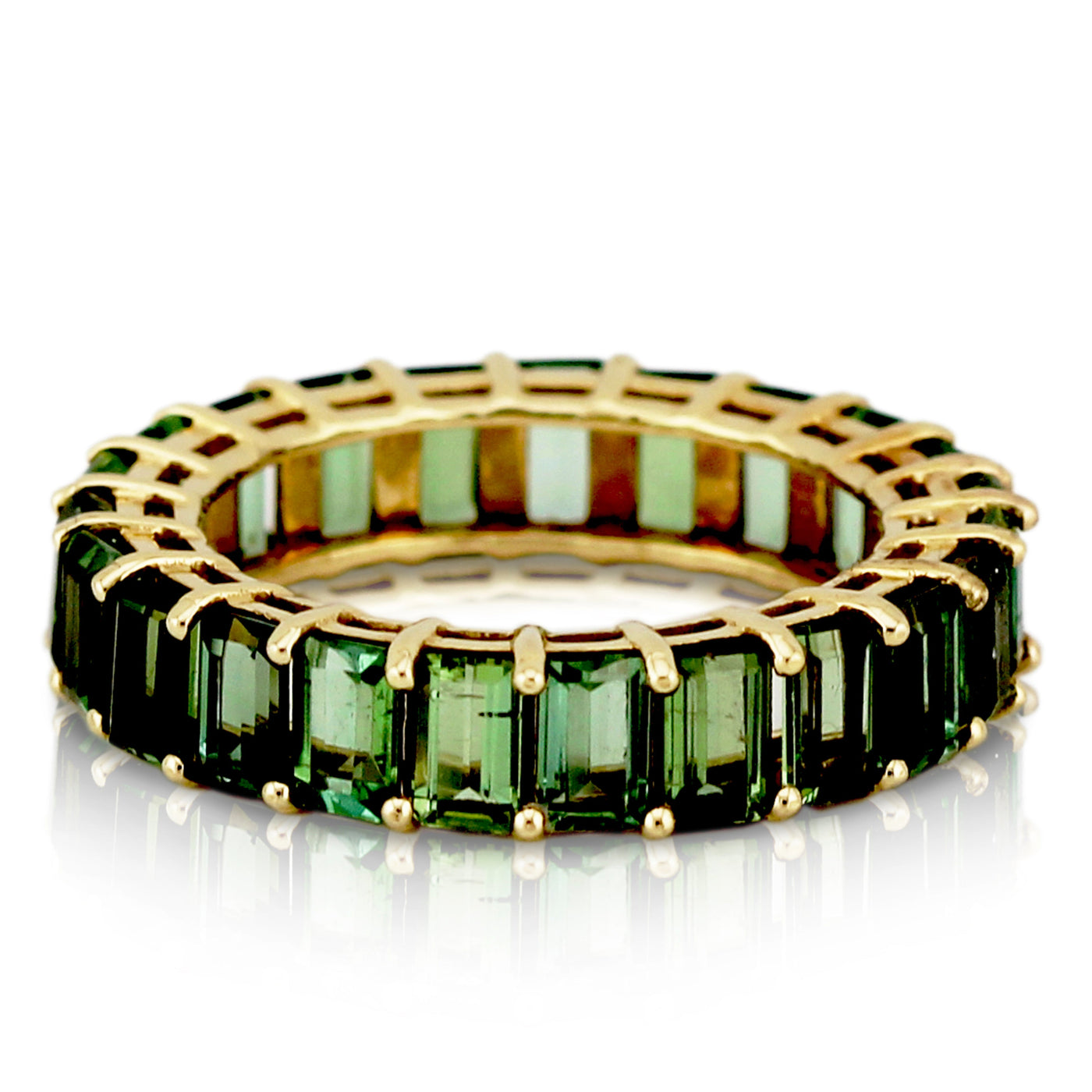 18K gold Green Tourmaline rectangular ring flatlay – fine handcrafted jewelry by Tresor Collection