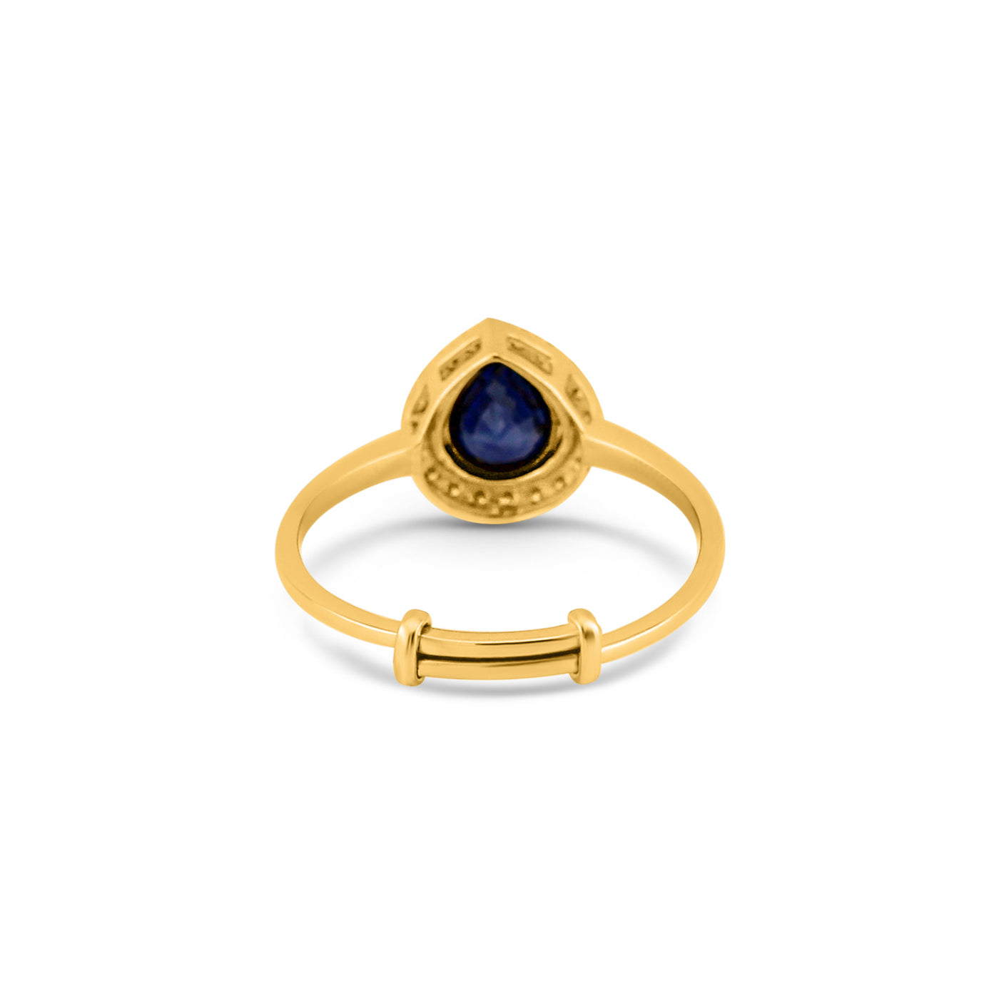 Blue Sapphire Pear Shape Ring In 18K Yellow Gold