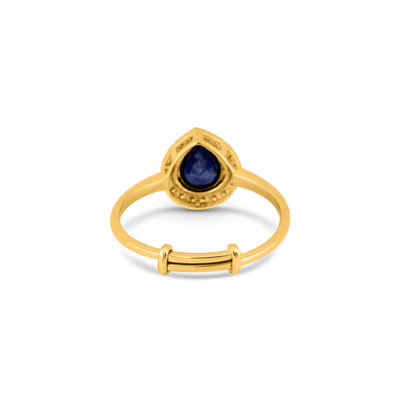 Blue Sapphire Pear Shape Ring In 18K Yellow Gold