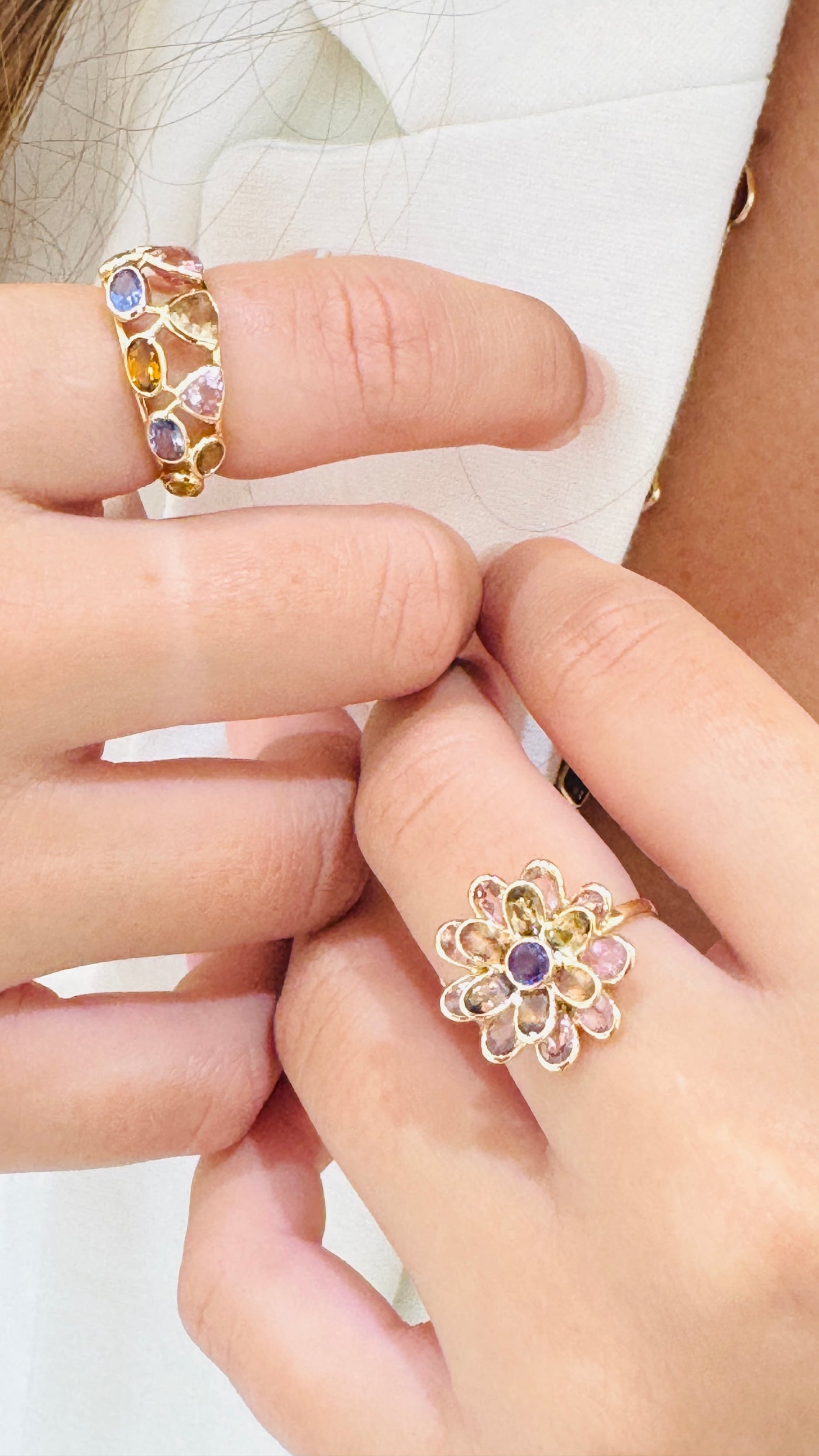 Multicolor Stone Mixshape Ring In 18K Yellow Gold