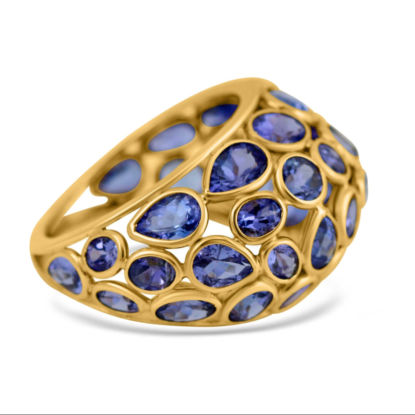 Tanzanite Oval And Pear Shape Ring With 18 Kt Gold