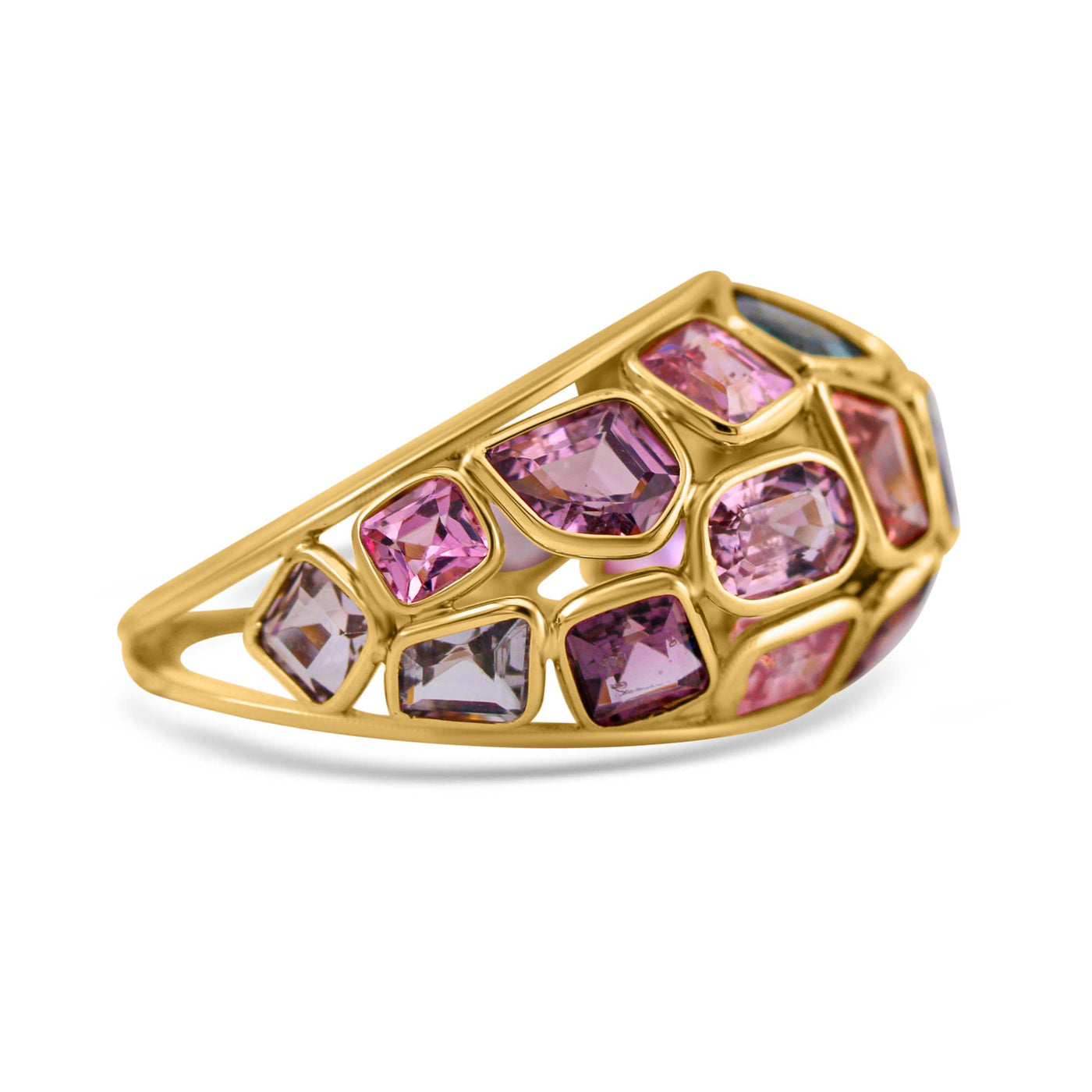 Multicolor Stone Mix Shape Ring With 18K Yellow Gold