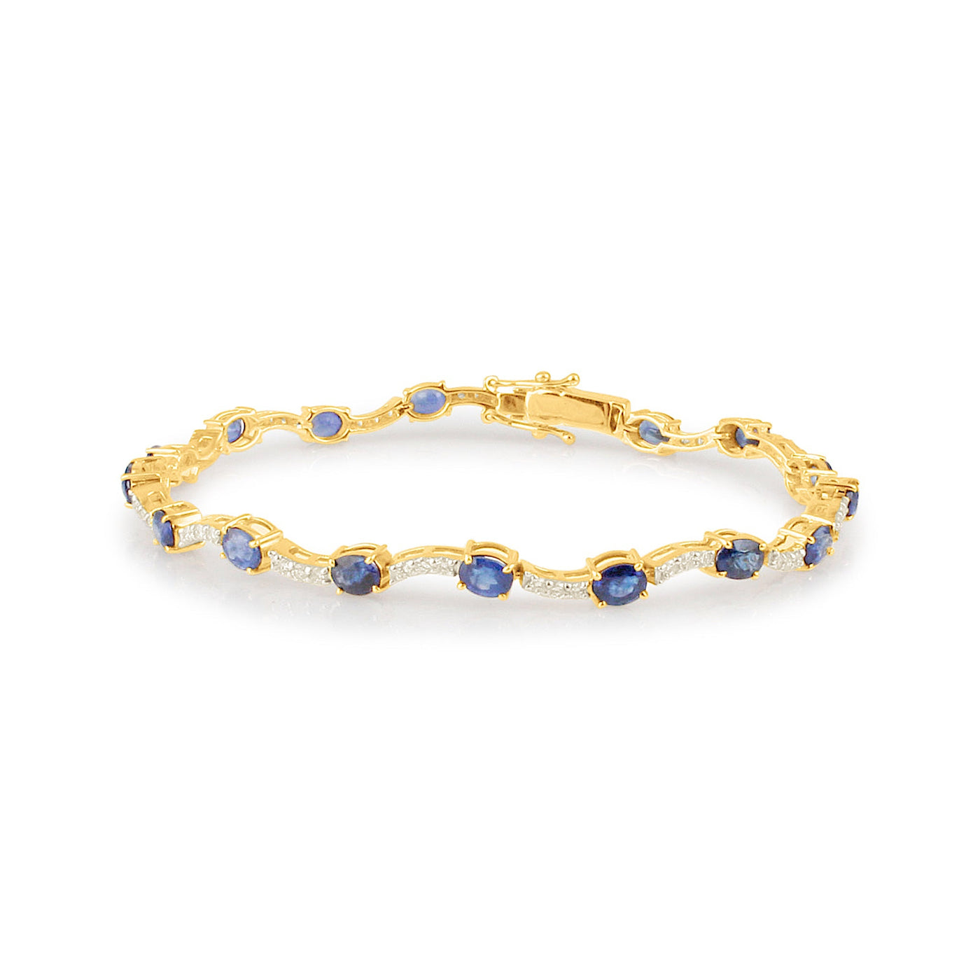 18K Yellow Gold Blue Sapphire & Diamond Bracelet by Tresor Collection