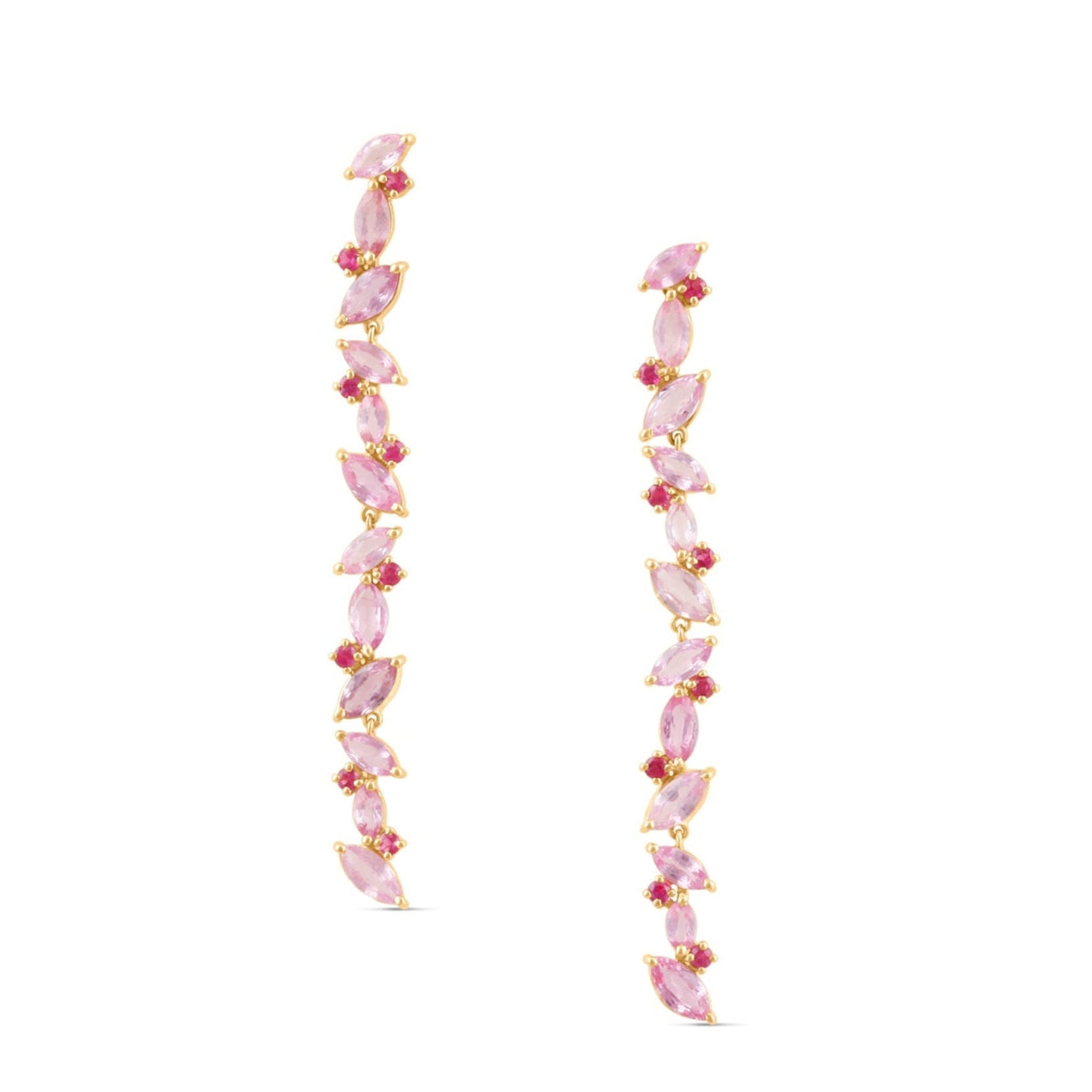 18K Yellow Gold Ruby & Pink Sapphire Earrings by Tresor Collection