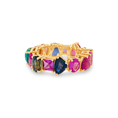 Multicolor Stone Mix Shape Ring In 18K Yellow Gold