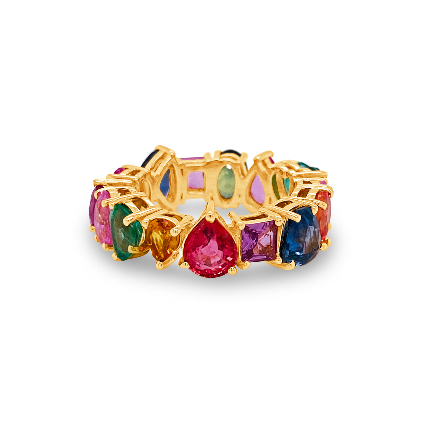 Multicolor Stone Mix Shape Ring In 18K Yellow Gold