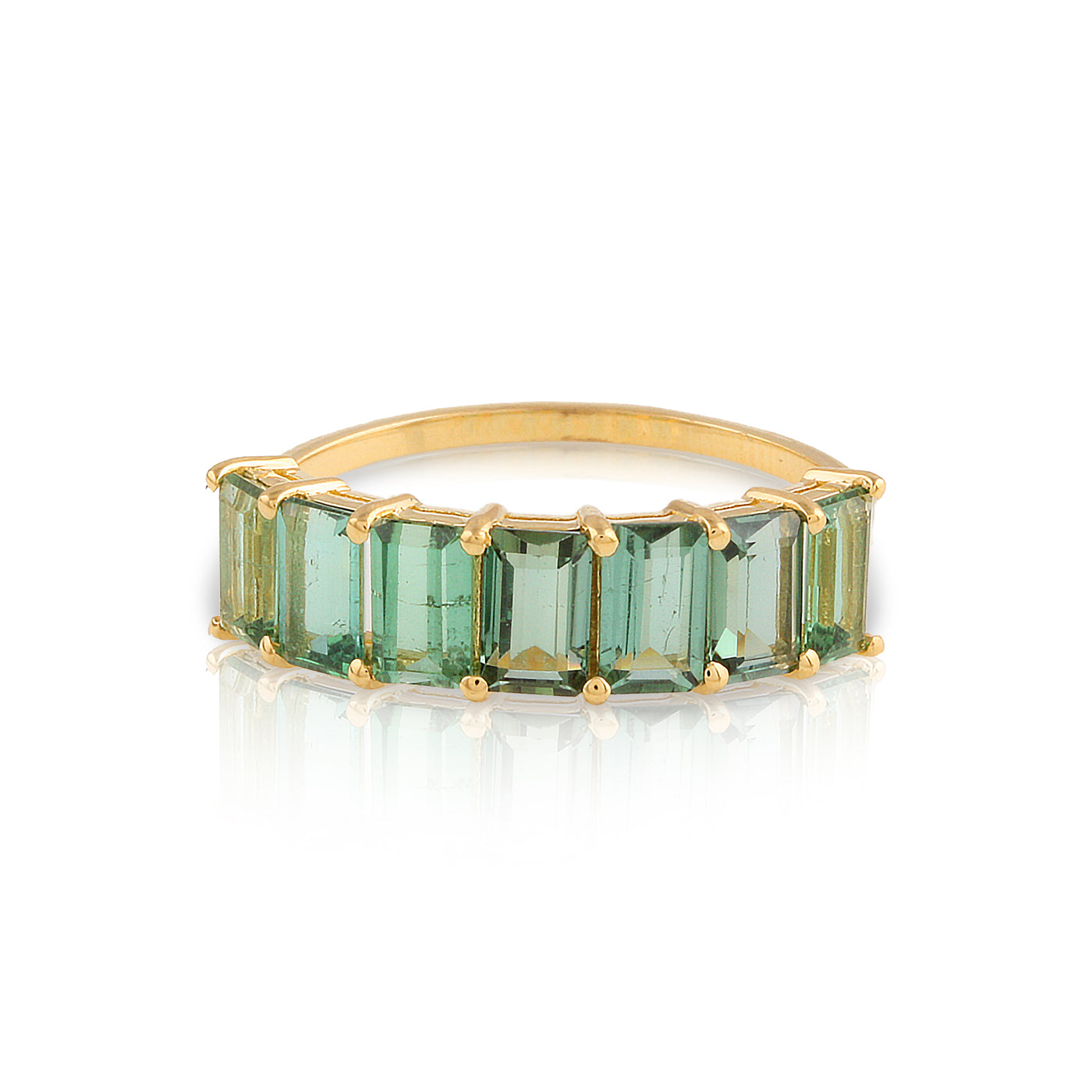 Green Tourmaline Rect. Ring In 18K Yellow Gold