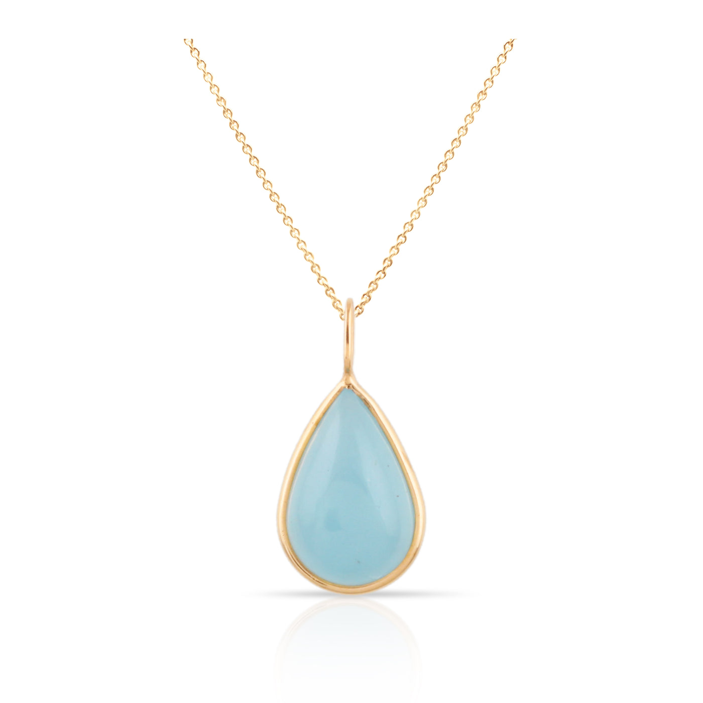 Aquamarine Pear Shape Pendant In 18K Yellow Gold