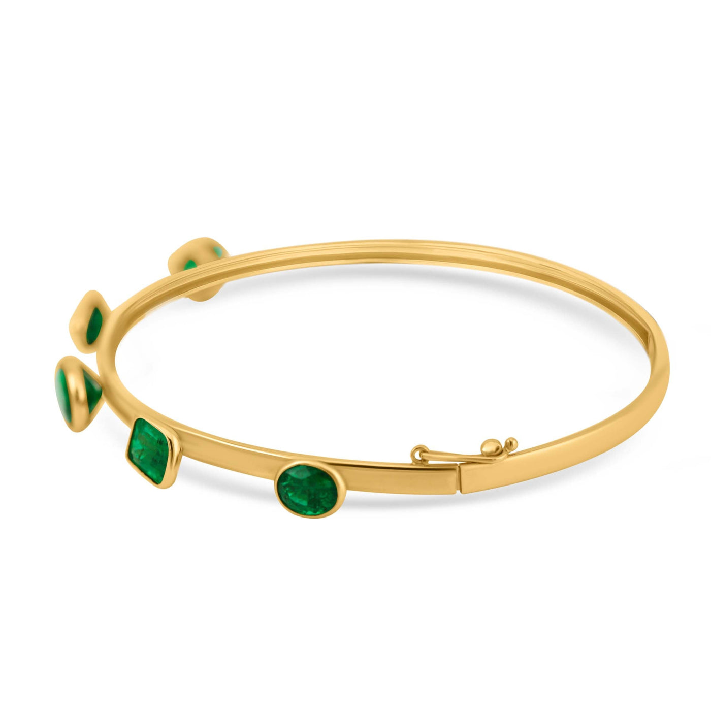 Emerald Mix Shape Bangle In 18K Yellow Gold