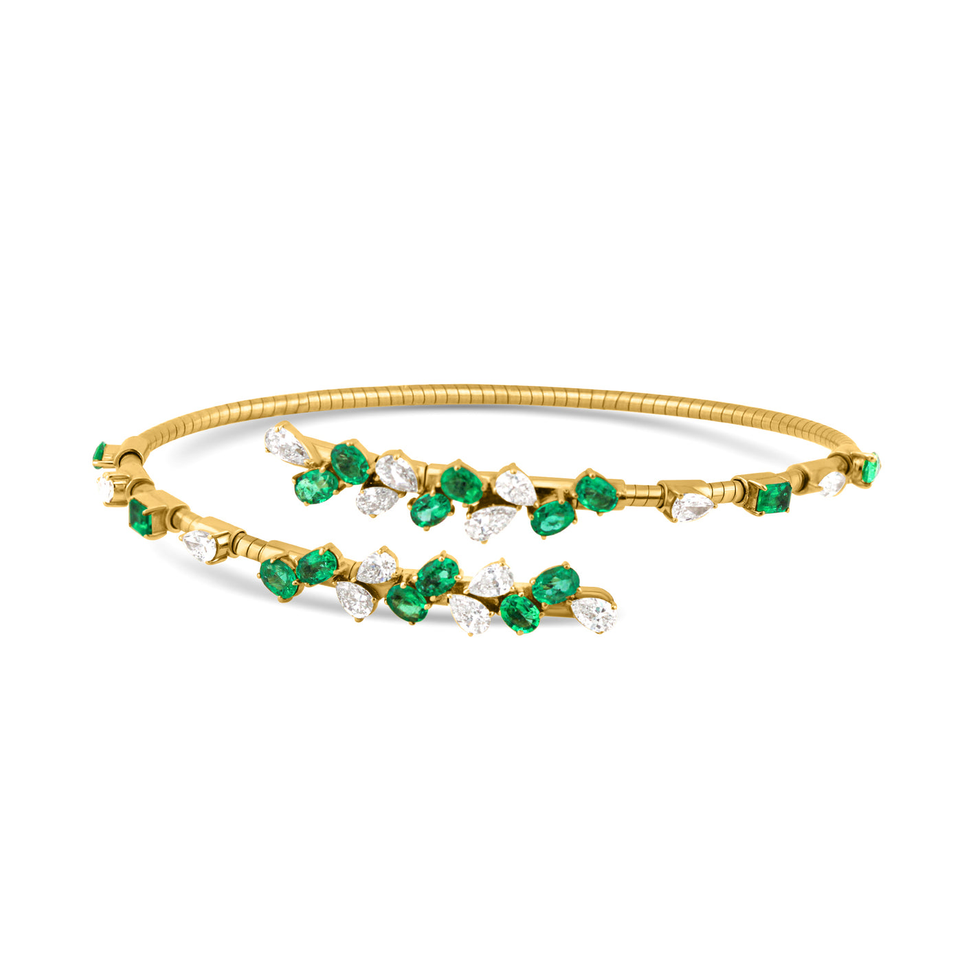 Emerald & Diamond Symphony Bracelet in 18K Yellow Gold