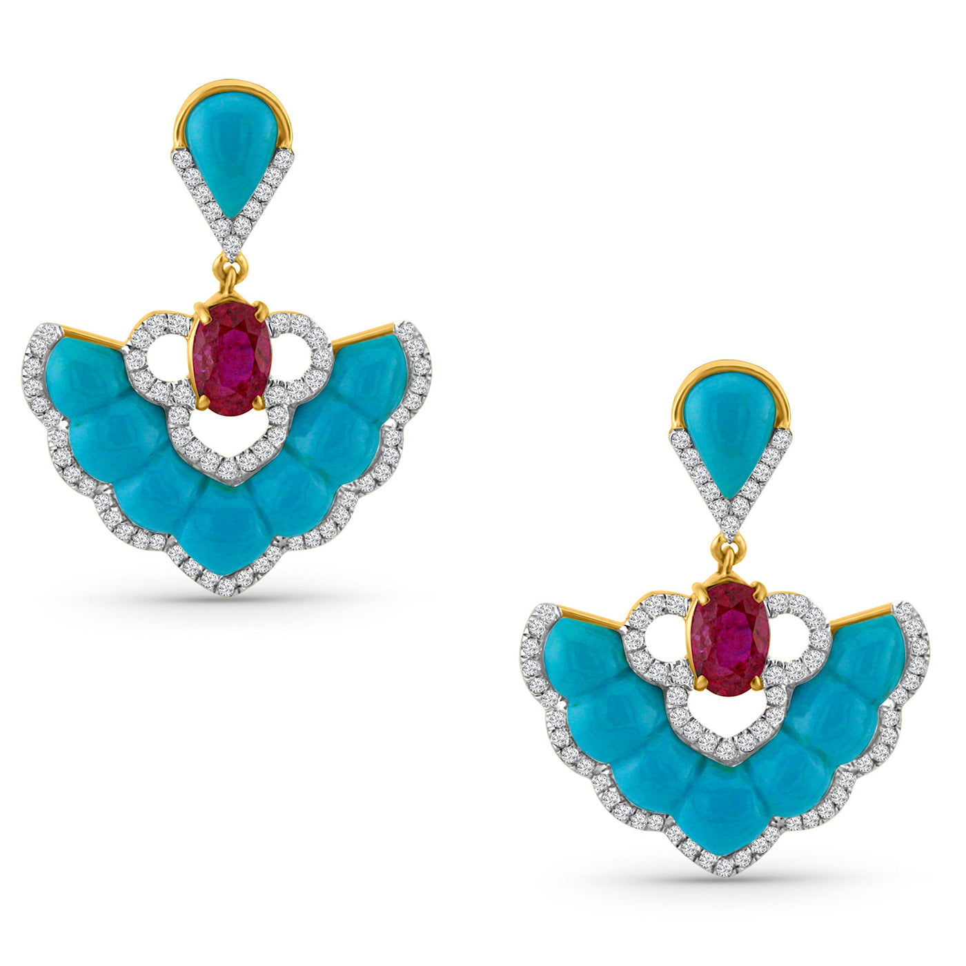 Gemstone & Diamond Earring In 18K Yellow Gold