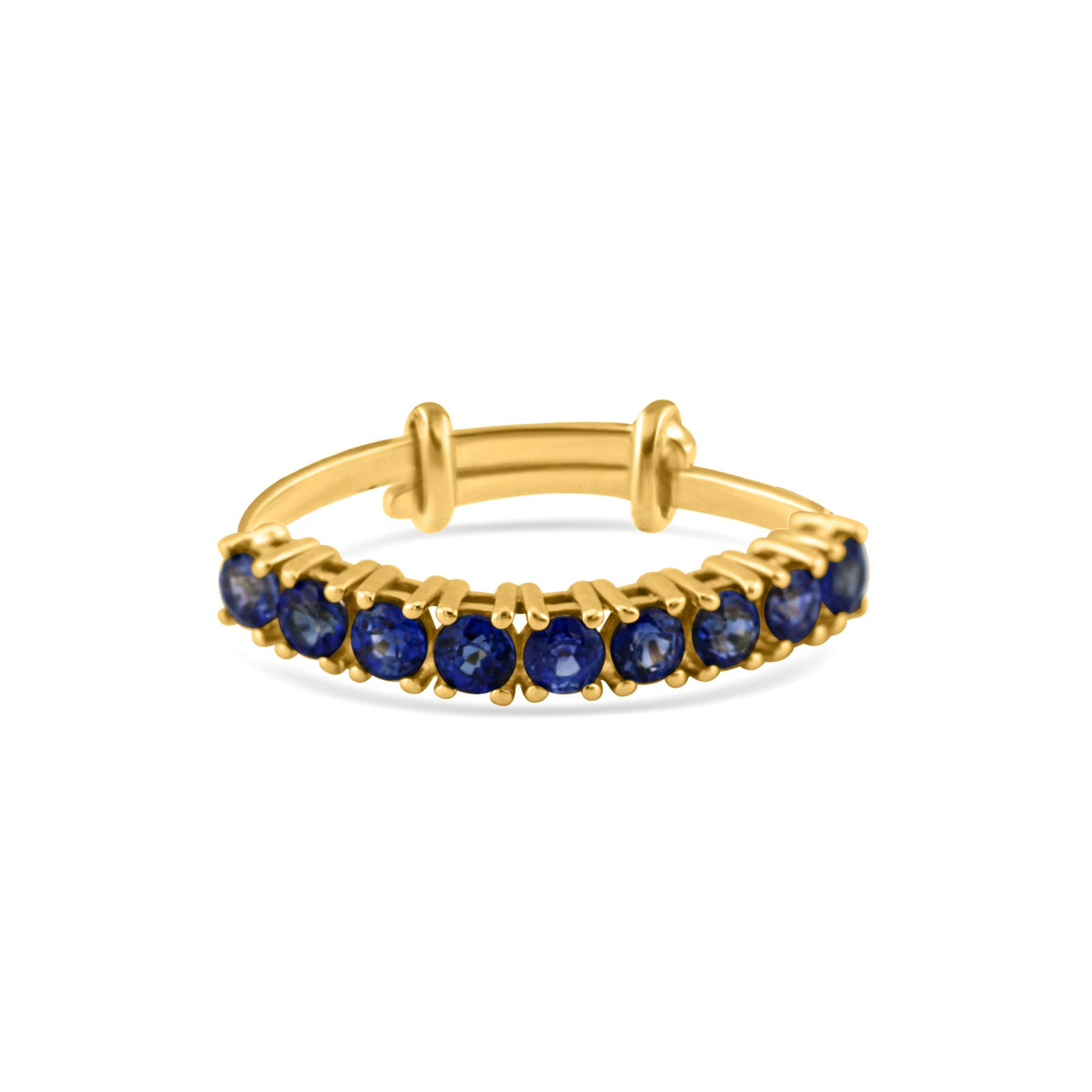 18K gold Blue Sapphire round ring – handcrafted fine jewelry by Tresor Collection