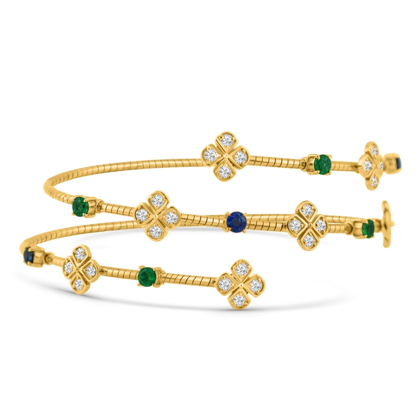 18K gold emerald sapphire diamond bracelet – artisan fine jewelry
