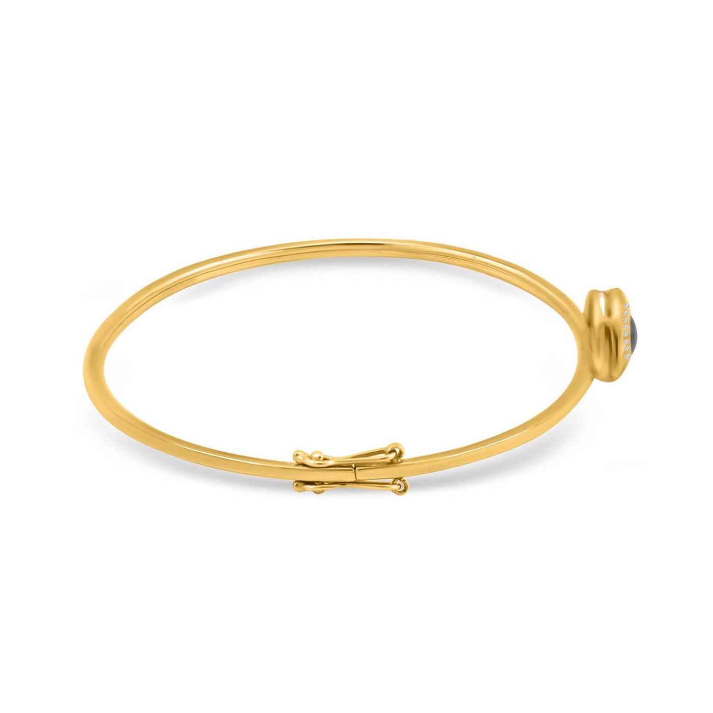 Blue Sapphire Round And Diamond Bangle In 18K Yellow Gold
