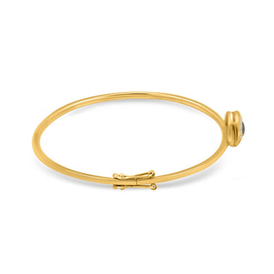 Blue Sapphire Round And Diamond Bangle In 18K Yellow Gold