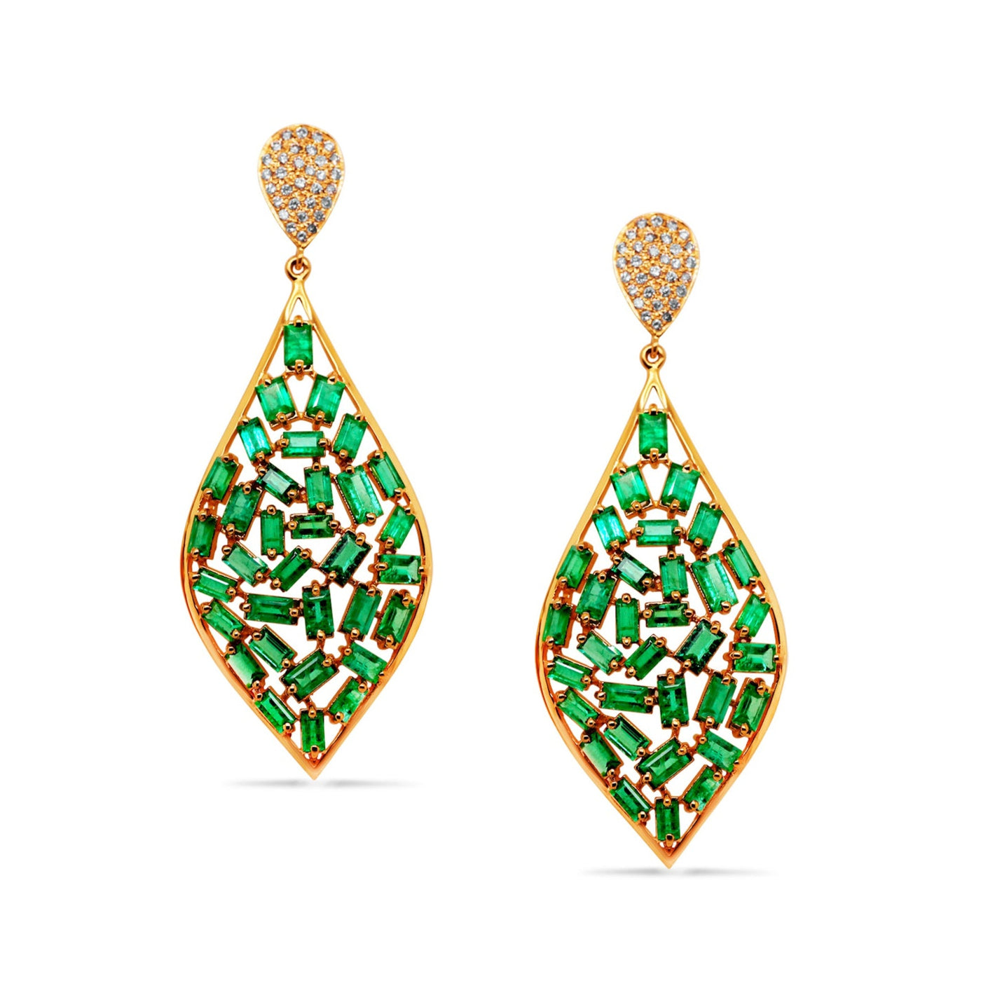18K Yellow Gold Emerald Earrings by Tresor Collection