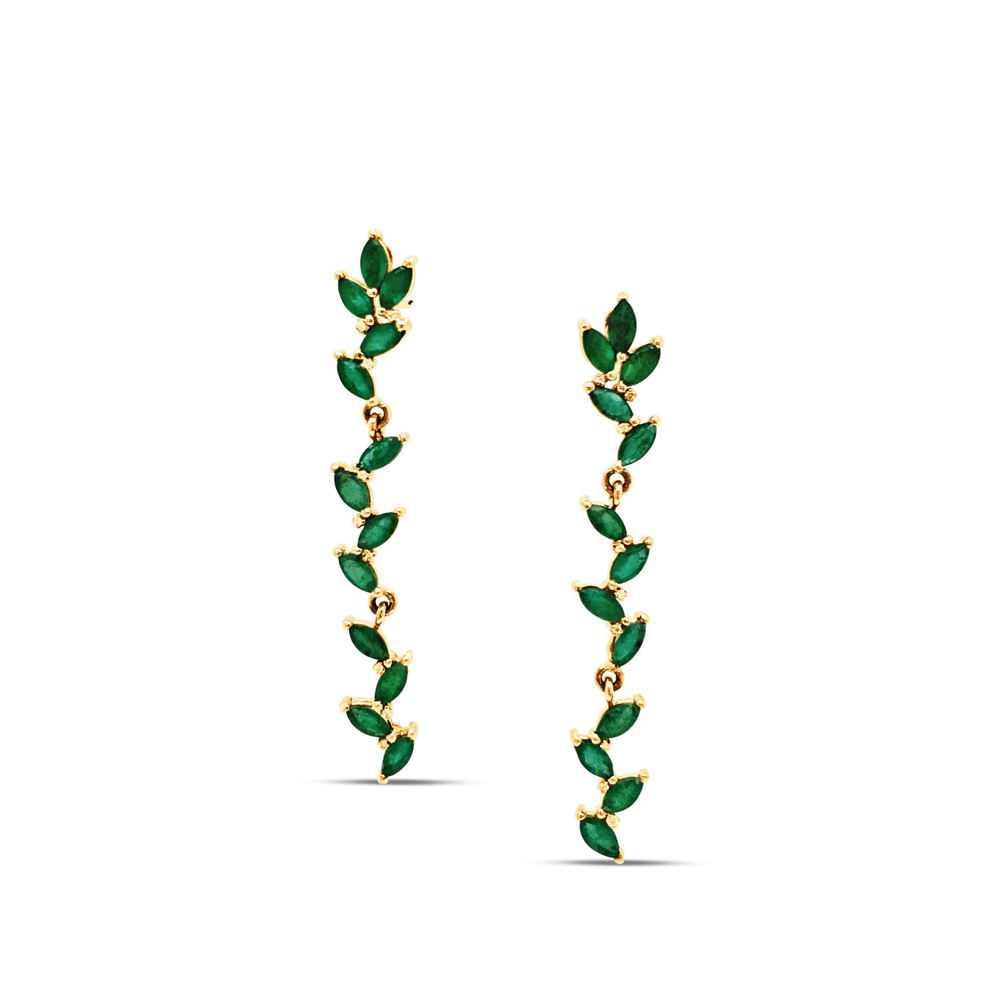 18K Gold Emerald & Diamond Earrings