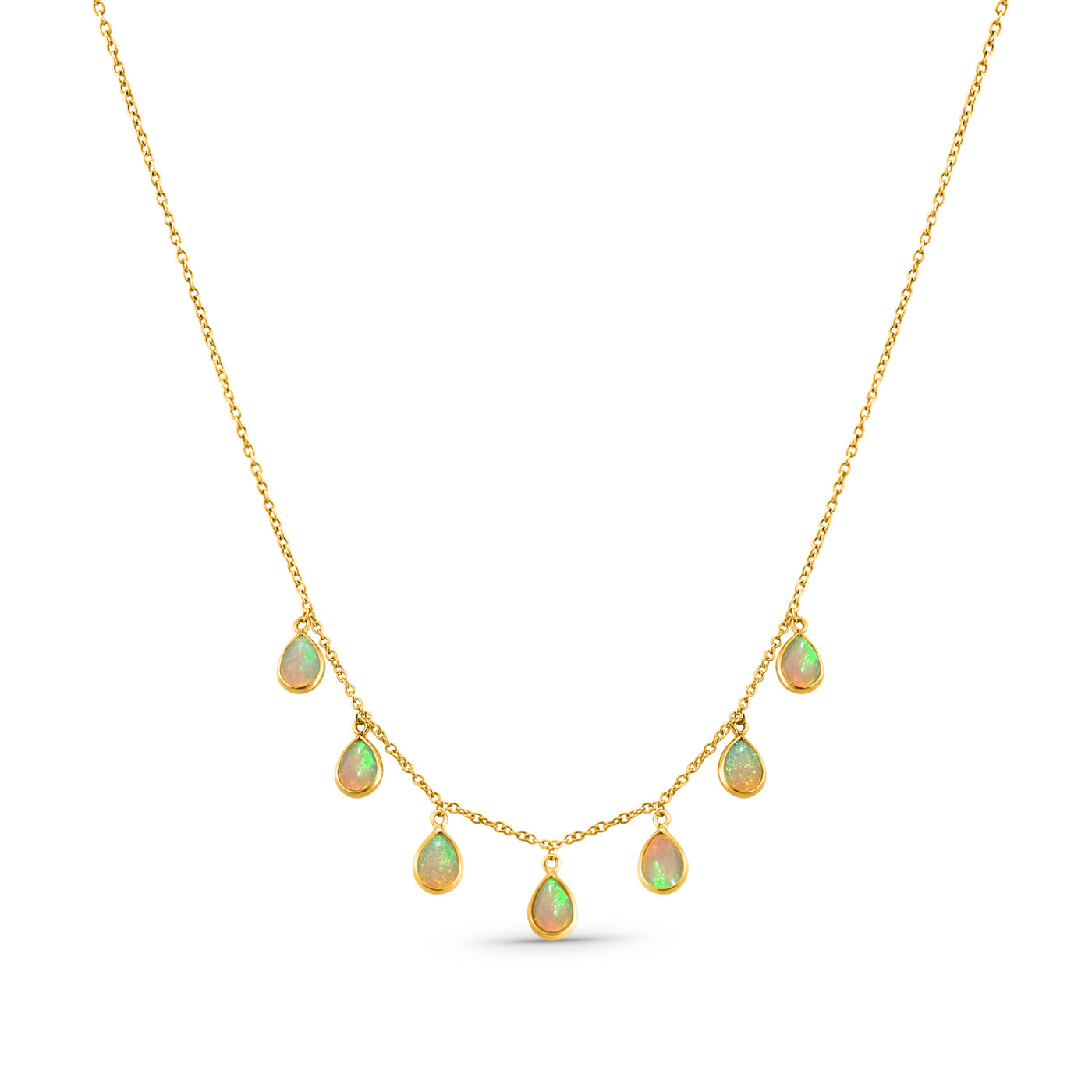 Ethiopian Opal P/S Necklace In 18K Yellow Gold by