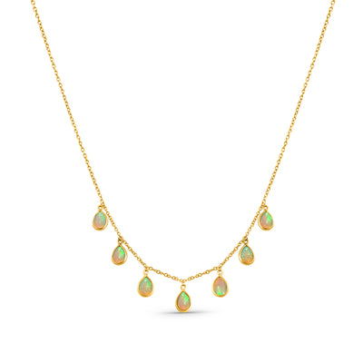 Ethiopian Opal P/S Necklace In 18K Yellow Gold by