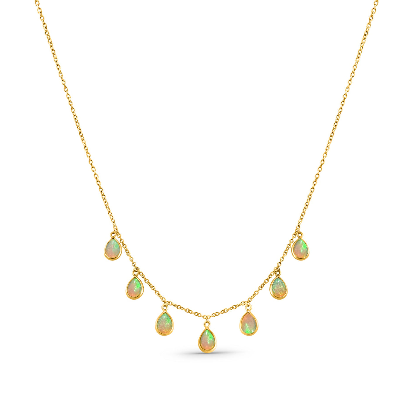 18K Gold Ethiopian Opal Pear Necklace by Tresor Collection