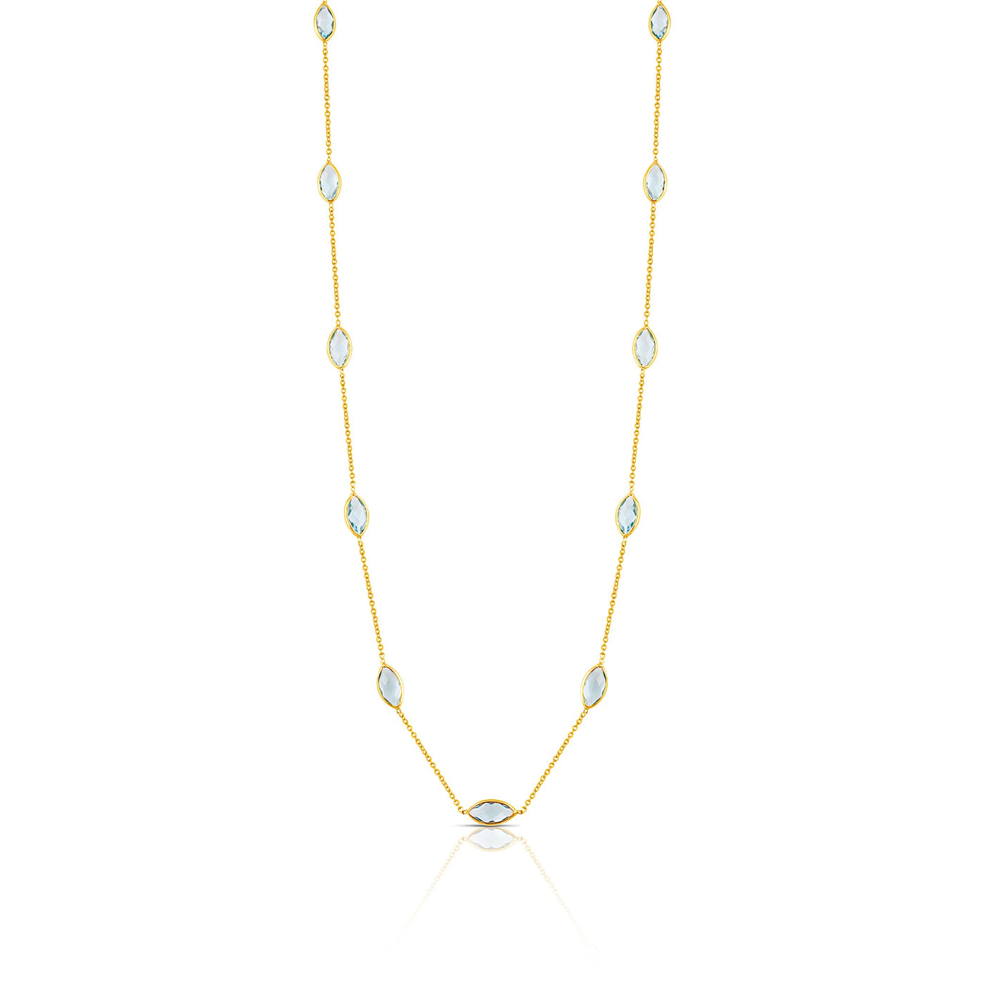 18K Gold Aquamarine Marquise Necklace by Tresor Collection