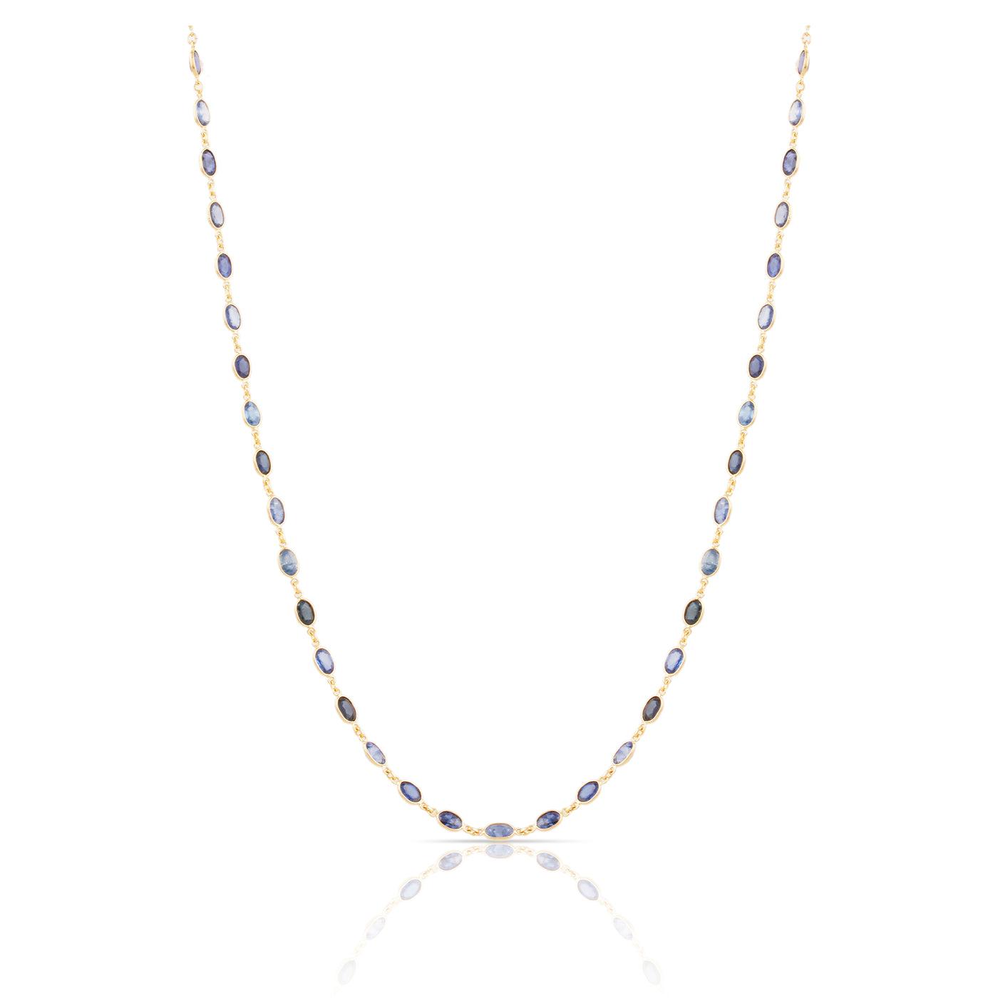 Multicolor Stone Oval Necklace In 18K Yellow Gold