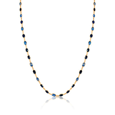 Multicolor Stone Oval Necklace In 18K Yellow Gold