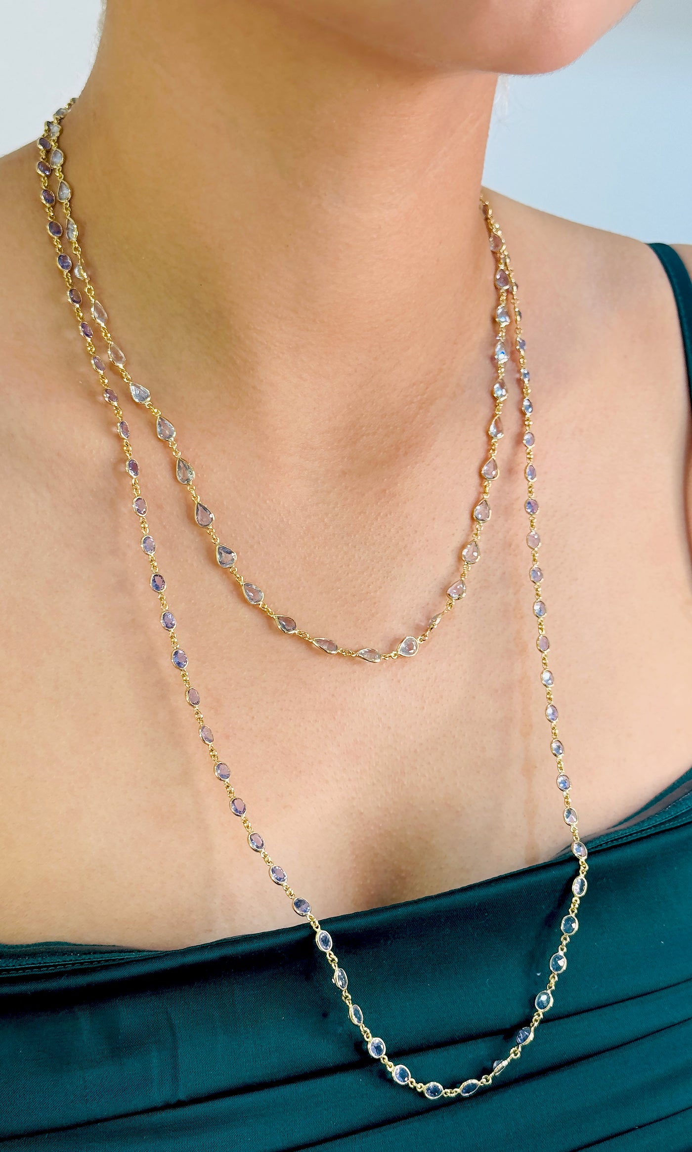 Tanzanite Oval Necklace In 18K Yellow Gold