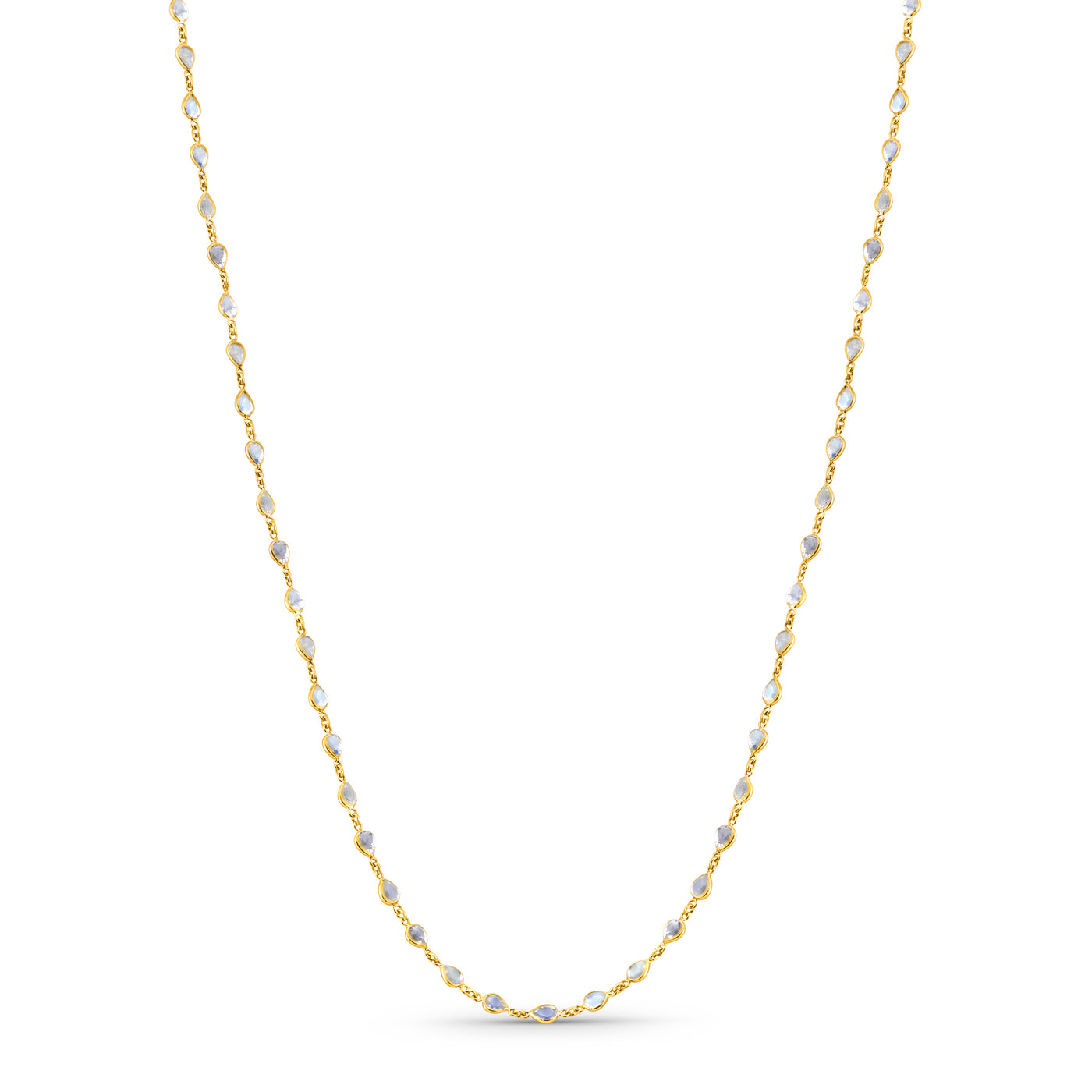 Rainbow Moonstone Oval Necklace In 18K Yellow Gold