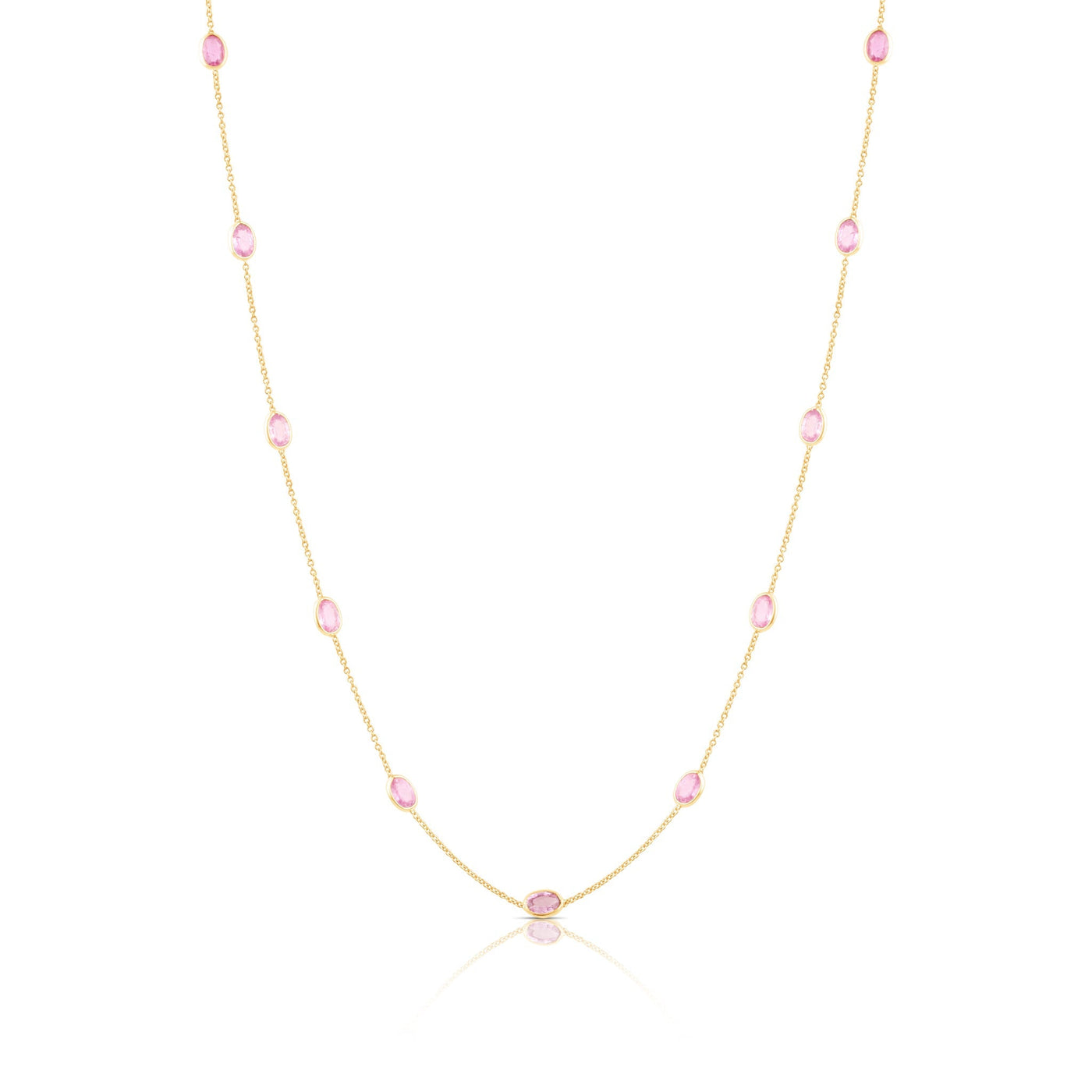 18K Gold Pink Tourmaline Oval Necklace by Tresor Collection