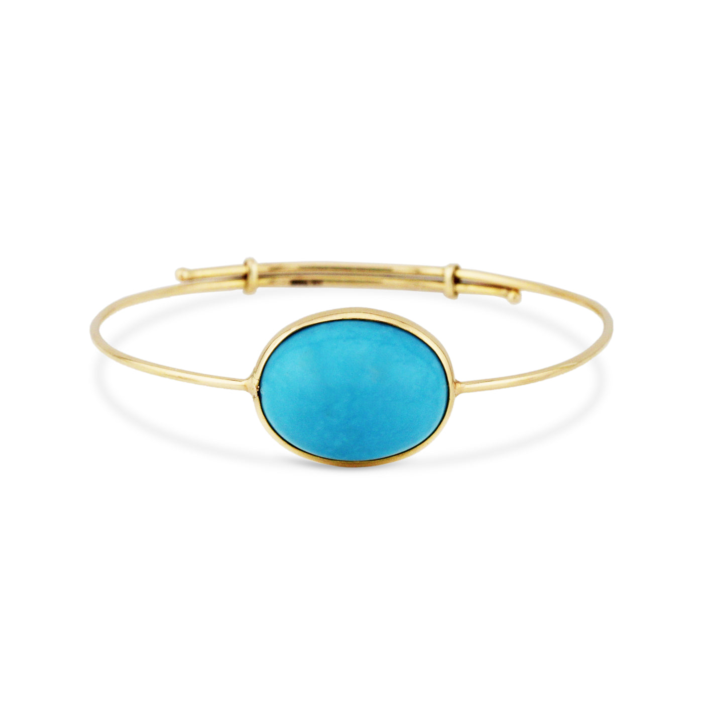 Turquoise Oval Bangle In 18K Yellow Gold