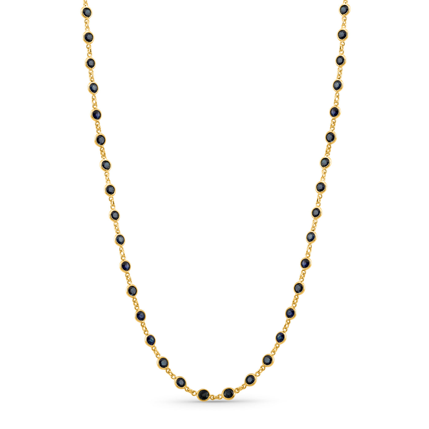 Gemstone Round Necklace In 18K Yellow Gold