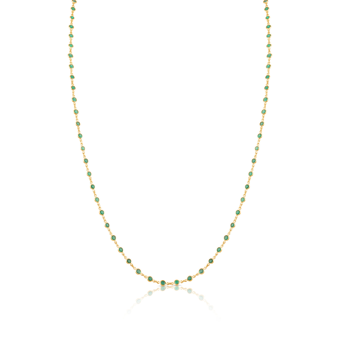 Gemstone Round Necklace In 18K Yellow Gold