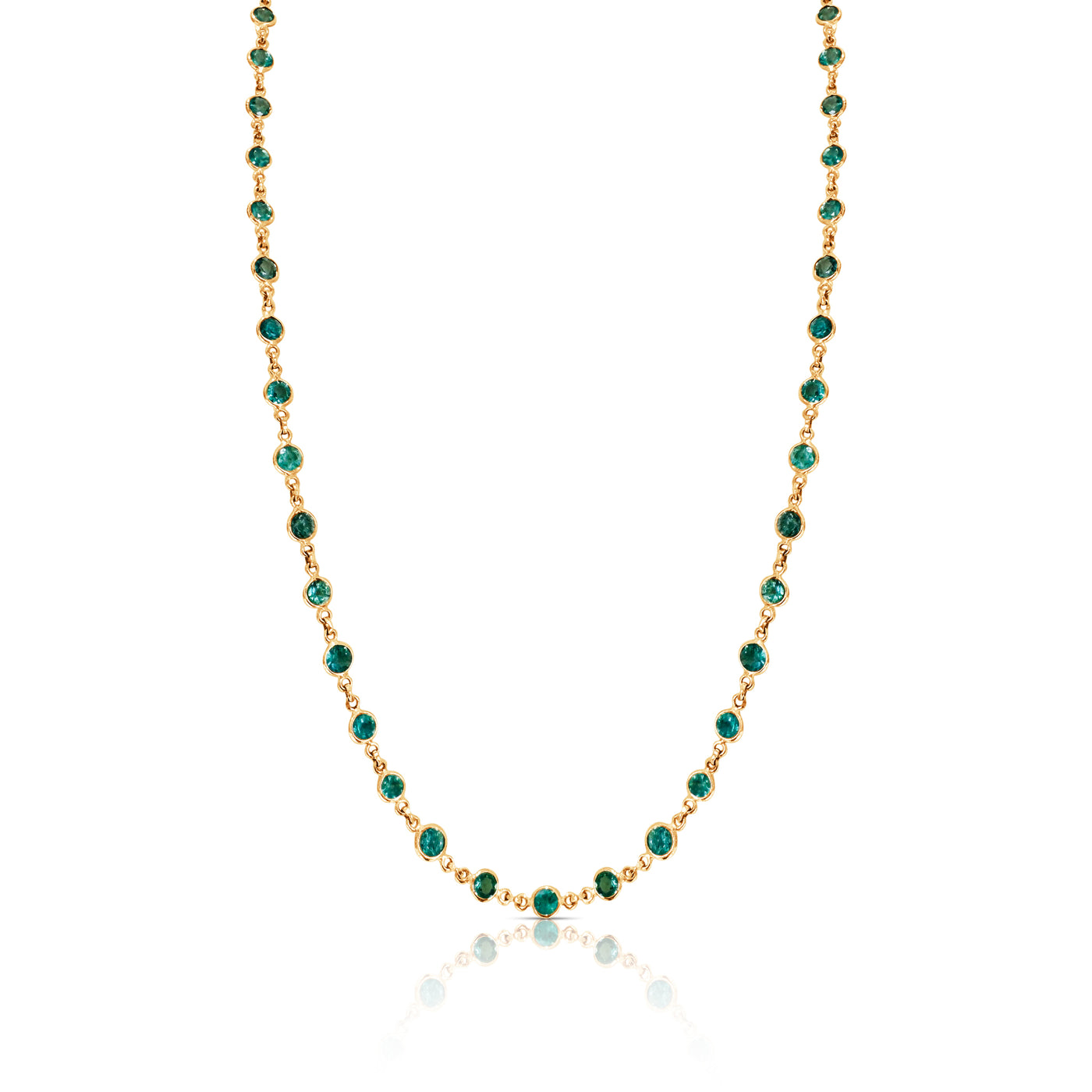 Gemstone Round Necklace In 18K Yellow Gold