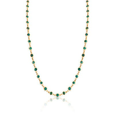 Gemstone Round Necklace In 18K Yellow Gold