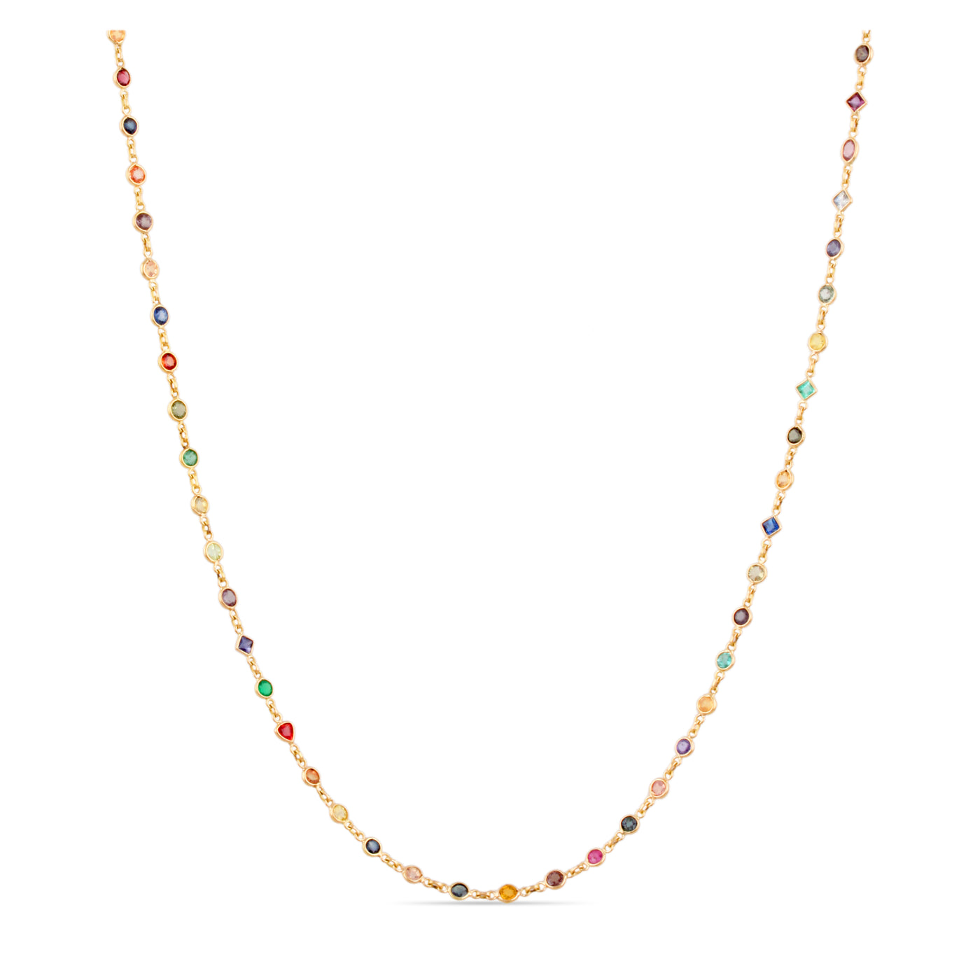 Multi Tourmaline Mix Shape Necklace In 18K Yellow Gold